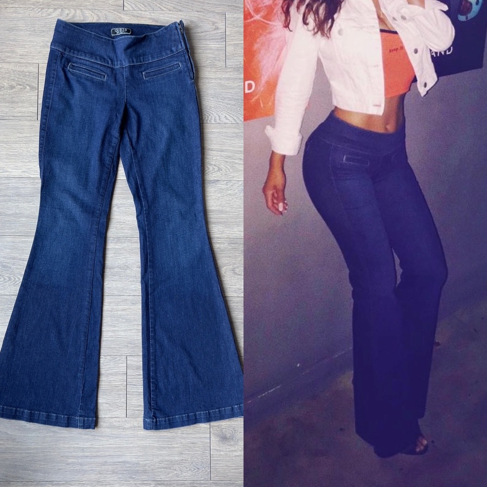 Guess Denim Jeans Bell Bottoms Low Rise Stretchy Size 26